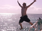 Jumping in the ocean