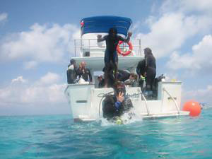 Entering water from Dive Boat