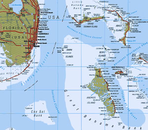 Map of S. Florida and Bahamas